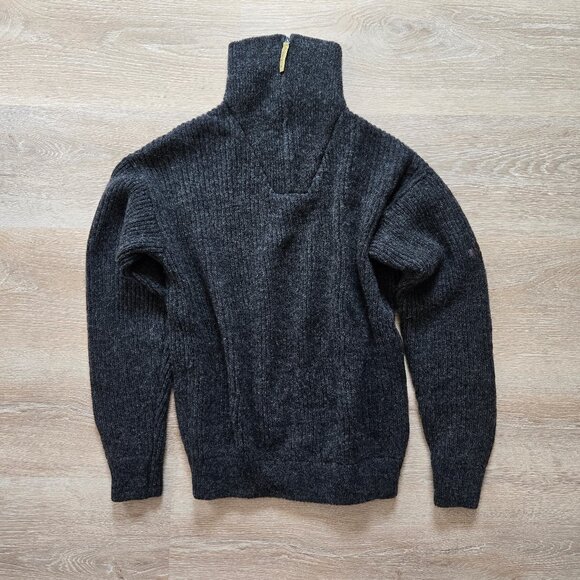 MacKenzie Men’s Hunter Wool Sweater – 100% Wool Quarter Zip Charcoal Medium NWT - Picture 4 of 17